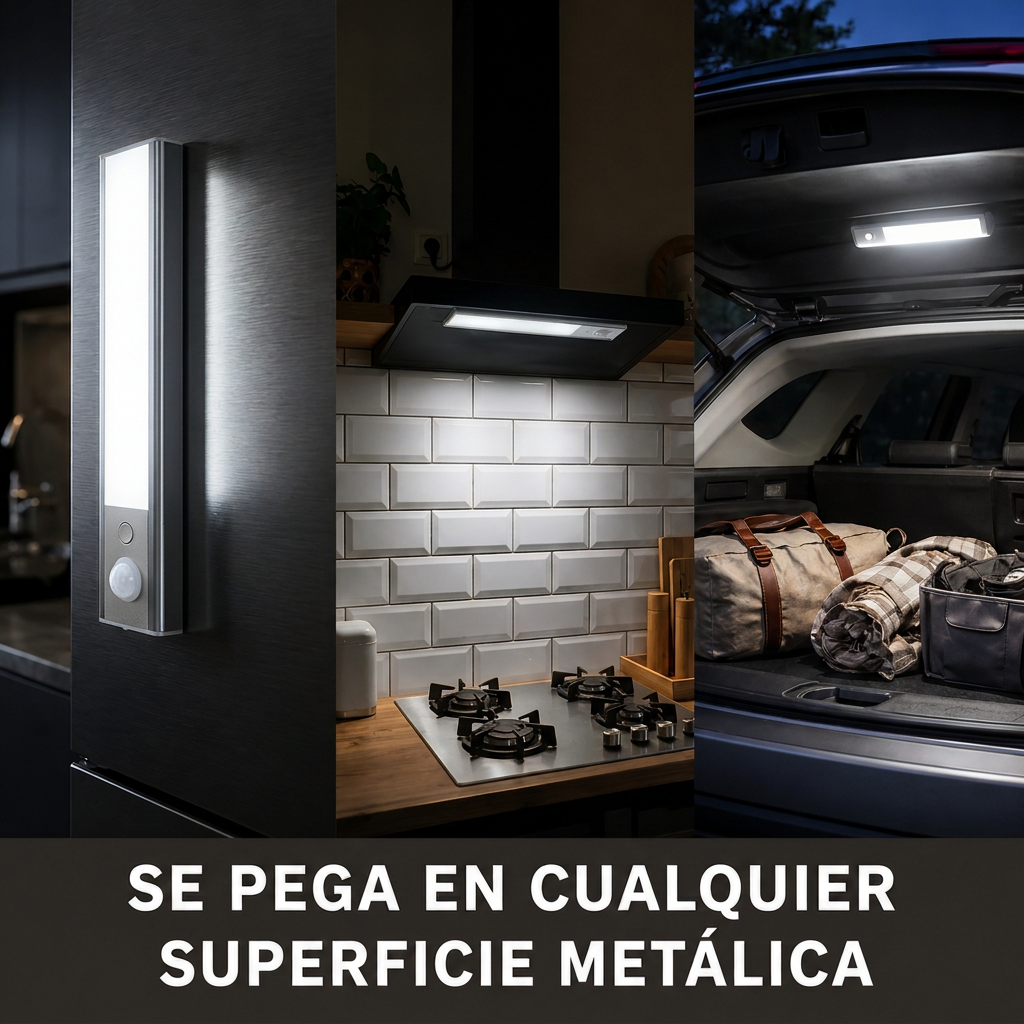 Lúmina pegada en superficies metálicas: heladera, campana de cocina y baúl del auto