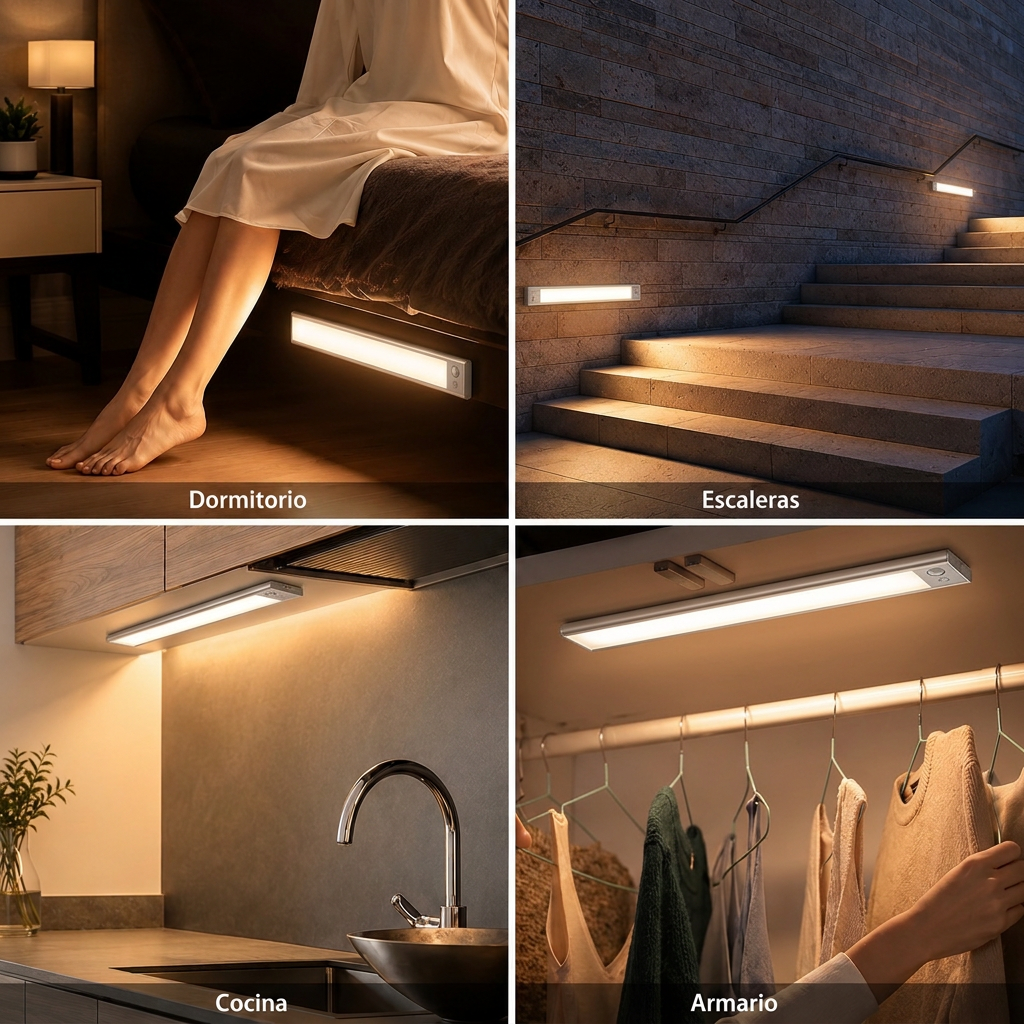 Lúmina en dormitorio, escaleras, cocina y armario